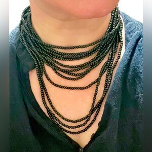 3/$20 💜 Vintage Layered Beaded Strand Long Black Gothic Boho Witchy Necklace